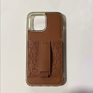 Brown iPhone 13 Pro Max Walli Leather Phone Case with Stand